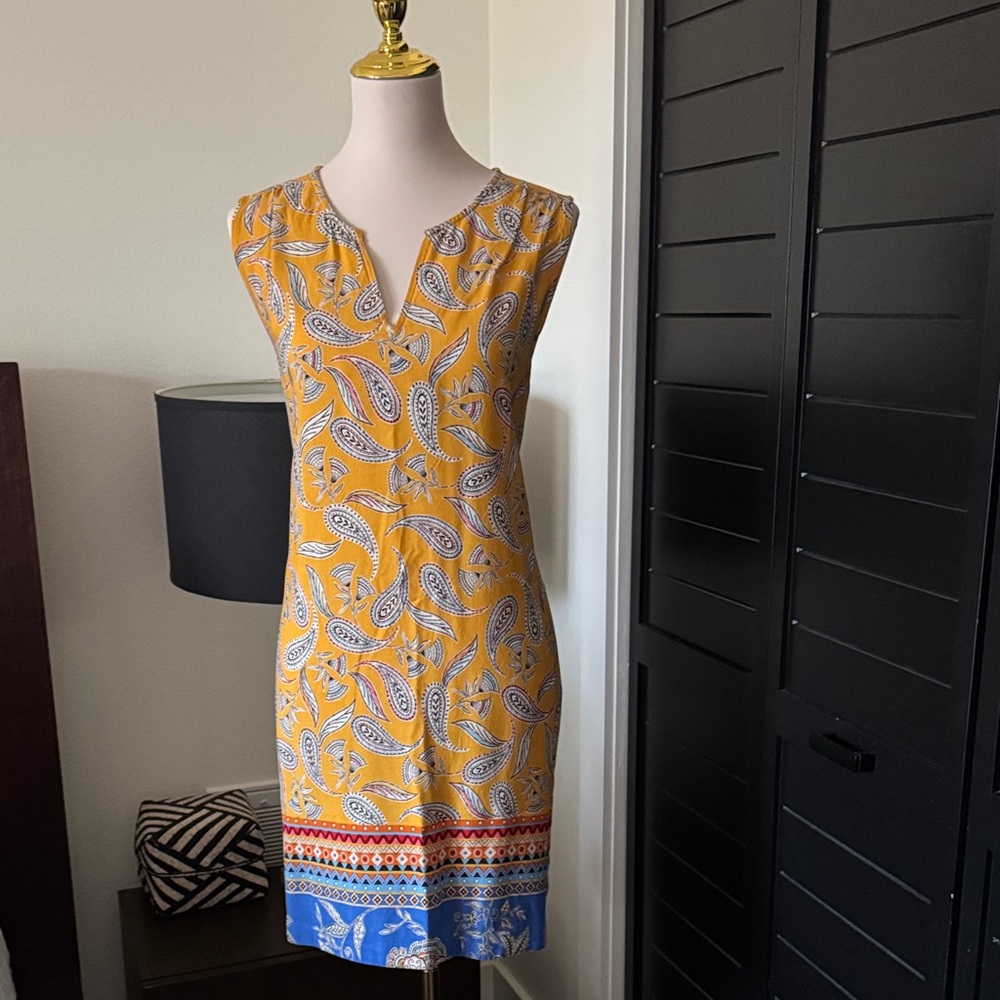 beachlunchlounge Yellow and Blue Paisley Mini Dress